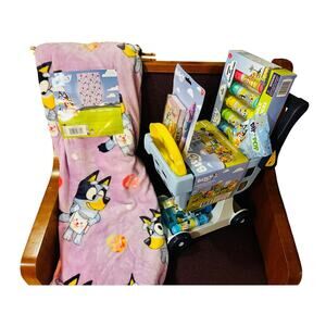 Bluey grocery cart gift bundle 50 x 70 Easter Bluey one package of jumbo chalk